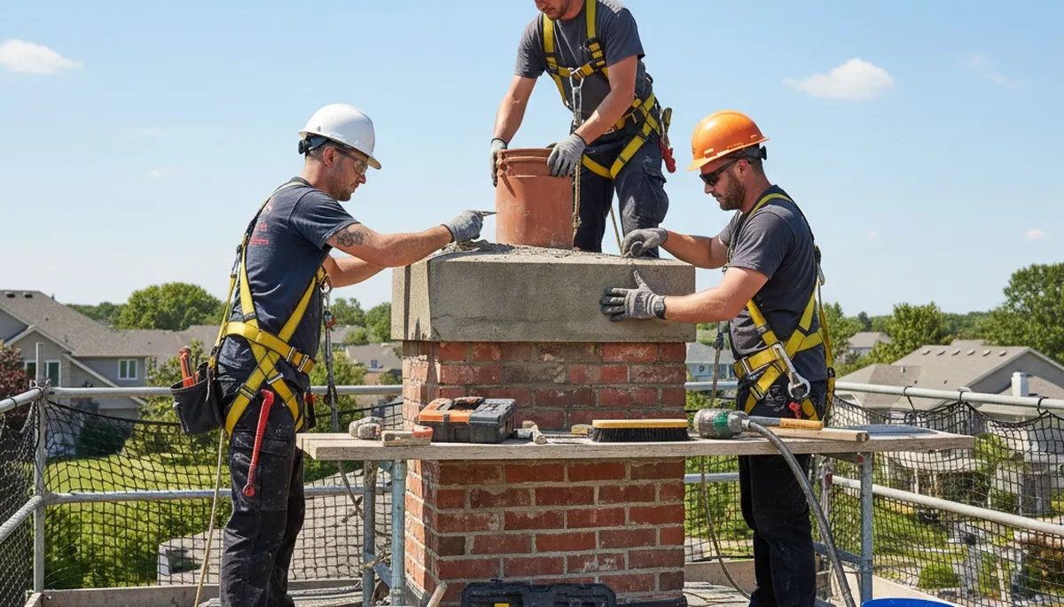 Medford, MA siding and chimney repair by FX Remodeling & Exteriors on a home exterior